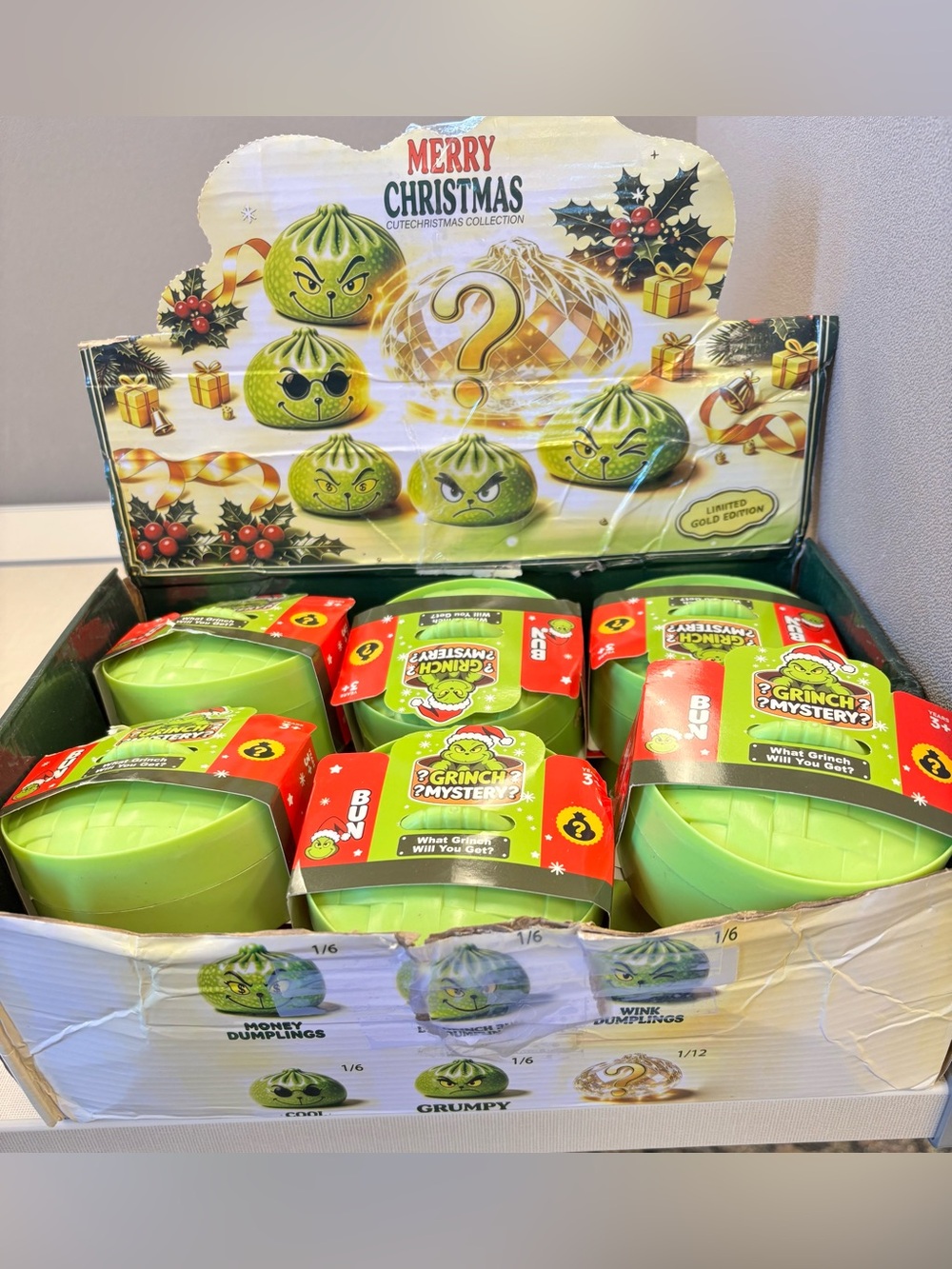 Grinch Mystery Dumplings Green Christmas Holiday Squishies